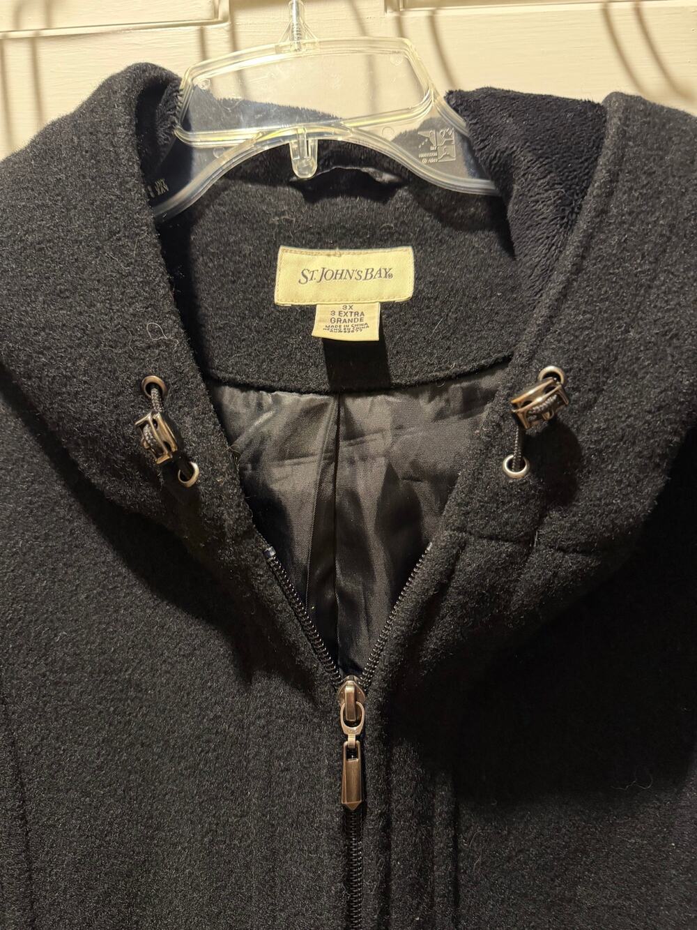 St. John's Bay Wool & Cashmere Women's Plus Size Hooded Mid-Length Coat Size 3X